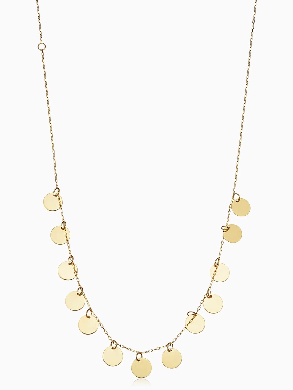 14K Yellow Gold Disc Charm Necklace